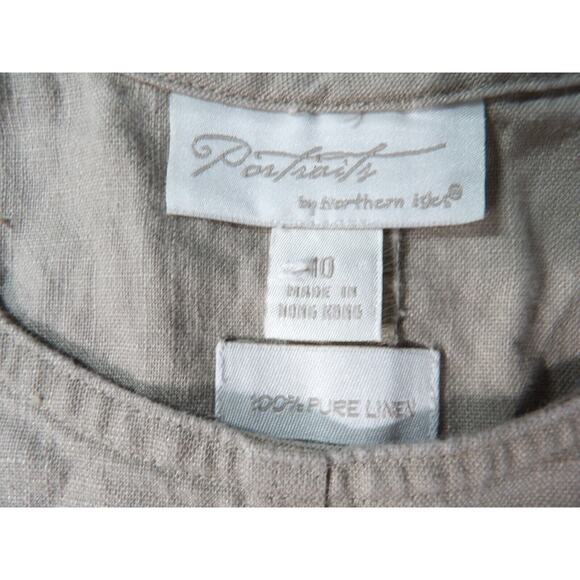 Portraits By Northern Isles Size 10 Maxi Dress Linen Khaki Lagenlook 90s Village - Picture 2 of 11